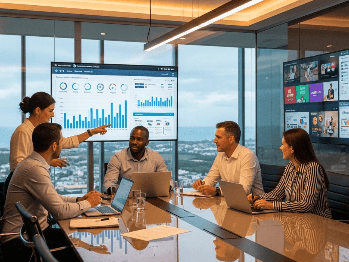 Digital marketing blog image showing executive strategy discussion and campaign planning