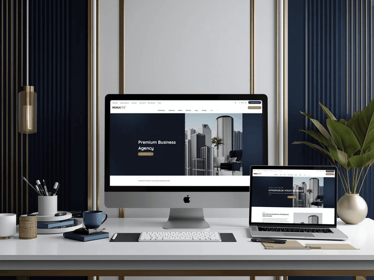 Website design blog image showing premium business website layouts for the Mauritius market